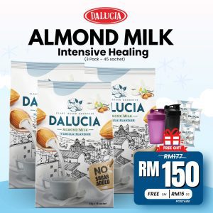 PAKEJ 3: Almond Milk Vanilla (3 packs) + Free 3 sachet + Free Shaker